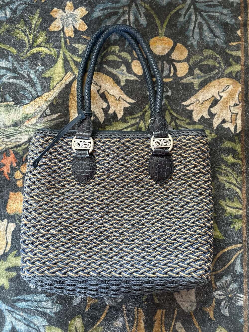 Brighton Woven Straw and Leather Tote Bag